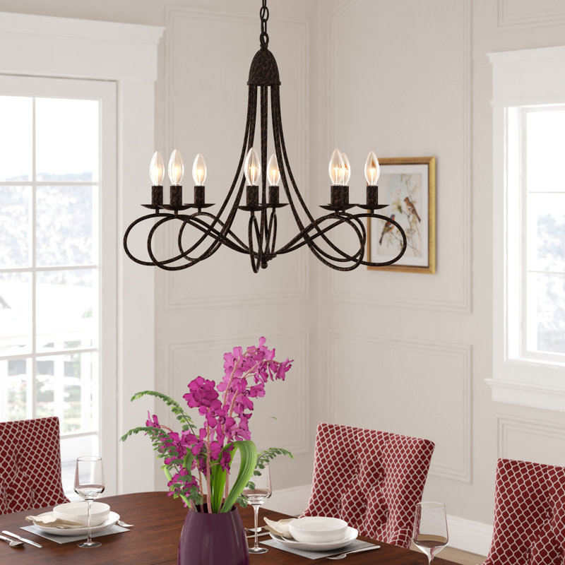 Macarthur 8-Light Dimmable Steel Candle Style Chandelier, Dark Bronze