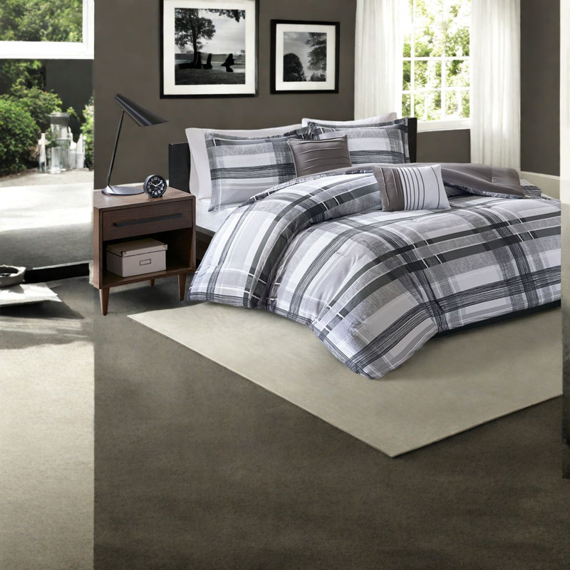 Ensembles de literie simple en polyester doux TG, style écossais moderne pour la maison