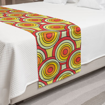Ambesonne Retro Bed Runner Circles in Warm Pastel Tones Multicolor