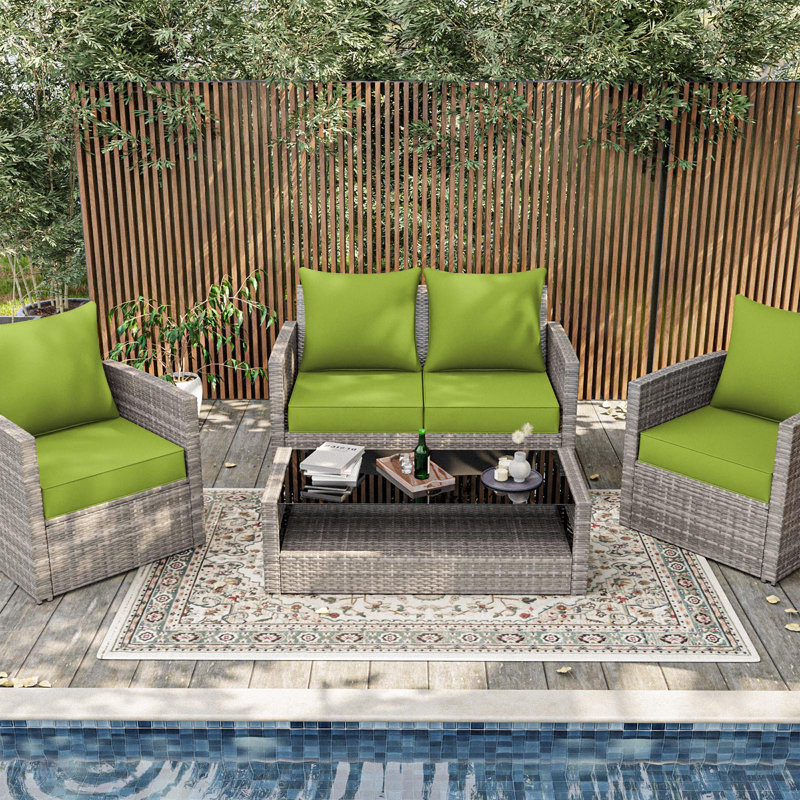 Outdoor Seat / Back Cushion, 19" W x 19" D, Grass Green