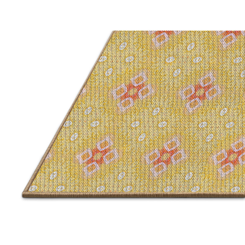 Tapis de zone jaune à motif, Rectangle 3 pi x 5 pi