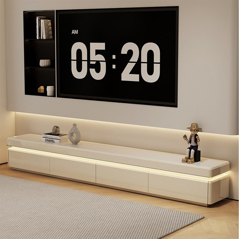 Meuble télé de style crème moderne et luxueux, 86.61", Bois manufacturé, Crème, crème