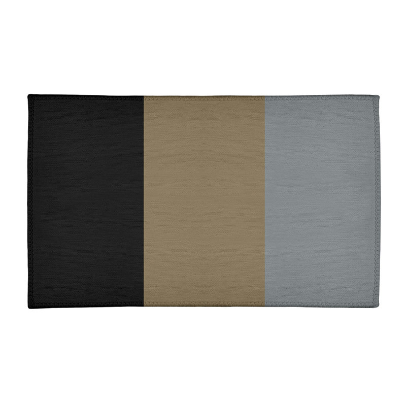 Tapis noir à rayures de hockey national, Rectangle 4 pi x 6 pi