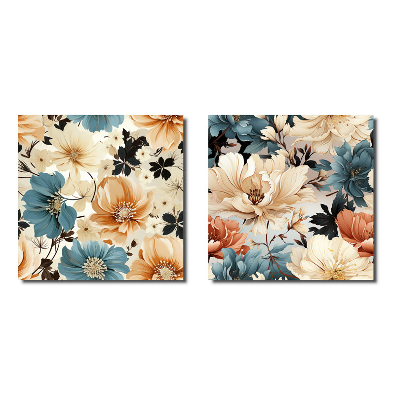 Gardiner - Ensemble de 2 collages carrés floraux, H 30 po x l 61 po, Toile tendue
