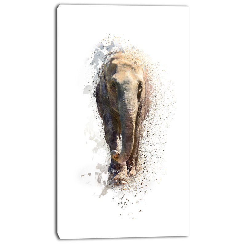 « large éléphant portrait », impression sur toile tendue, H 60 po x l 28 po x P 1,5 po