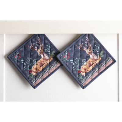 Maison d'Hermine Christmas Joy 100% Cotton Pot Holder Set - 8" x 8"