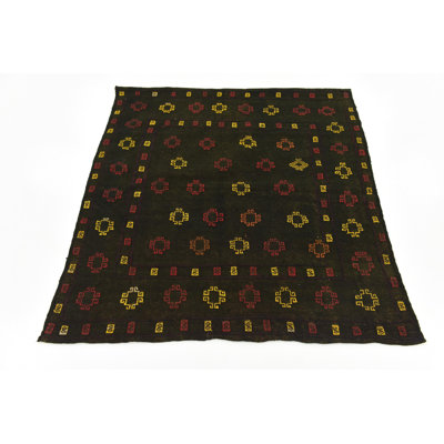 Tapis de zone en laine vert 4 pi 2 po x 4 pi 4 po one-of-kind-noué la main Earley