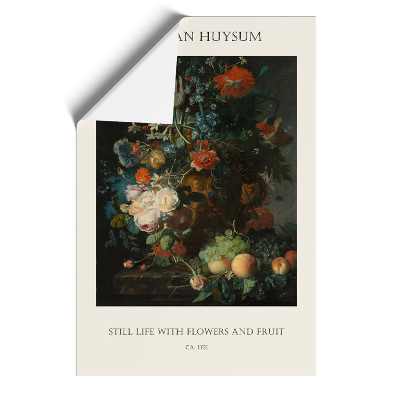 Still Life with Flowers and Fruit Print by Jan van Huysum - Frameless Print, 30cm H x 21cm W x 0.1cm D