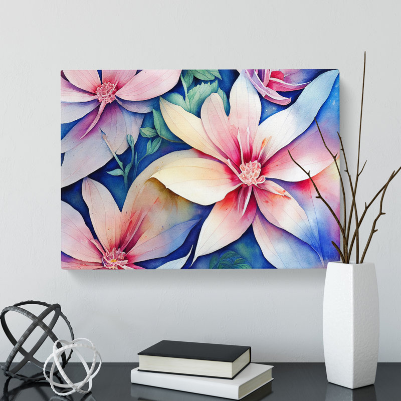 Favourable Watercolour Flowers - Wrapped Canvas, 35cm H x 50cm W x 3cm D