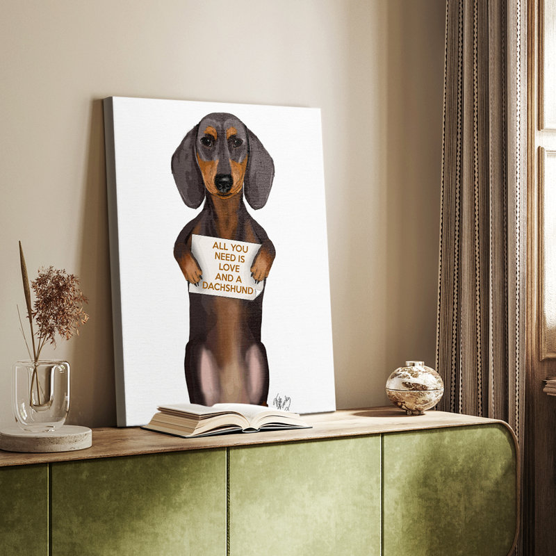 Amour et teckel - galerie Cavas sur mesure, H 60 po x l 40 po