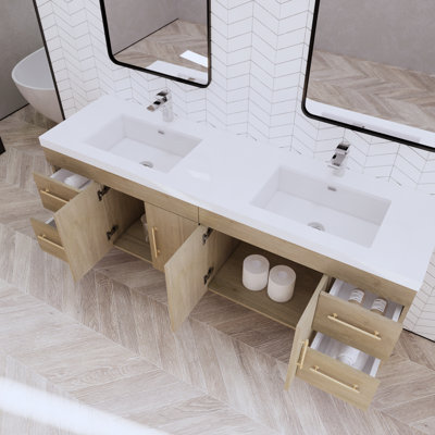 Ensemble de meuble-lavabo double mural 70,5 "Bensley