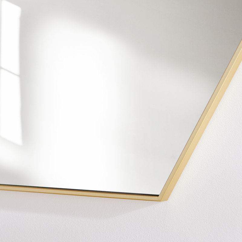 Sabine Metal Hexagon Wall Mirror, Brass, 32" x 38"