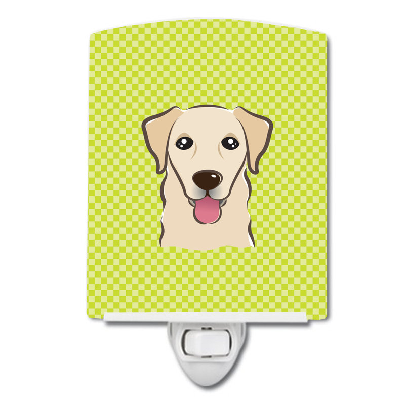 Éclairage de nuit en céramique damier de braque teckel, Vert lime, Golden retriever gris