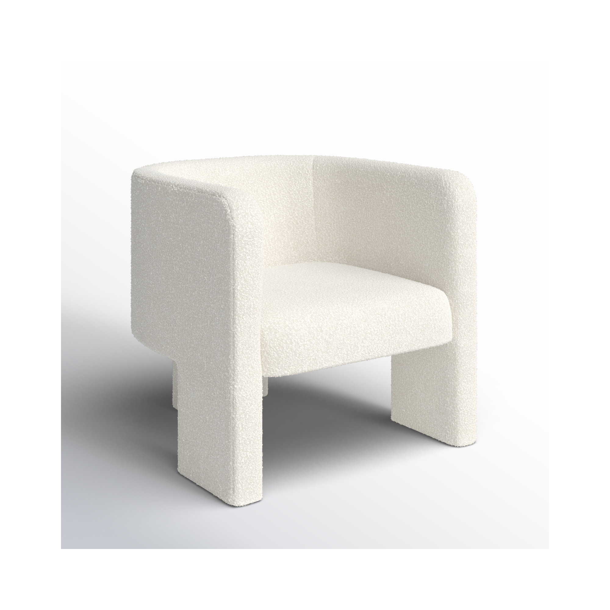 Ellum Upholstered Barrel Chair, Ivory Boucle