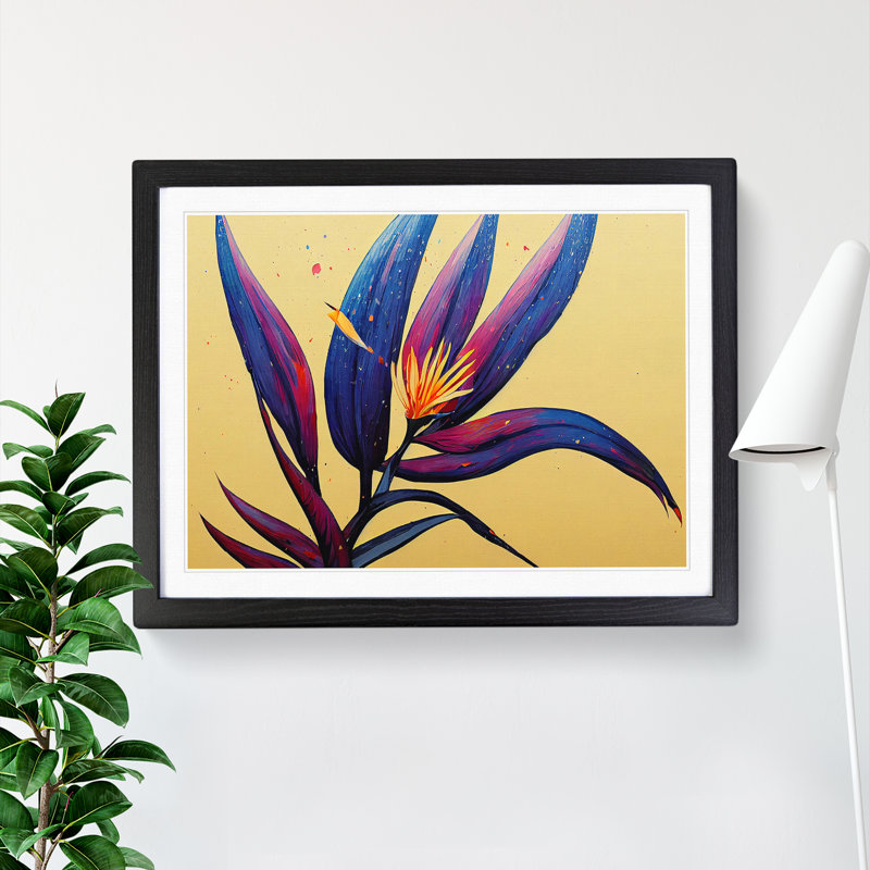 Bird Of Paradise Flower Splash Vol.4 - Single Picture Frame Print, 34cm H x 46cm W x 2cm D, Black
