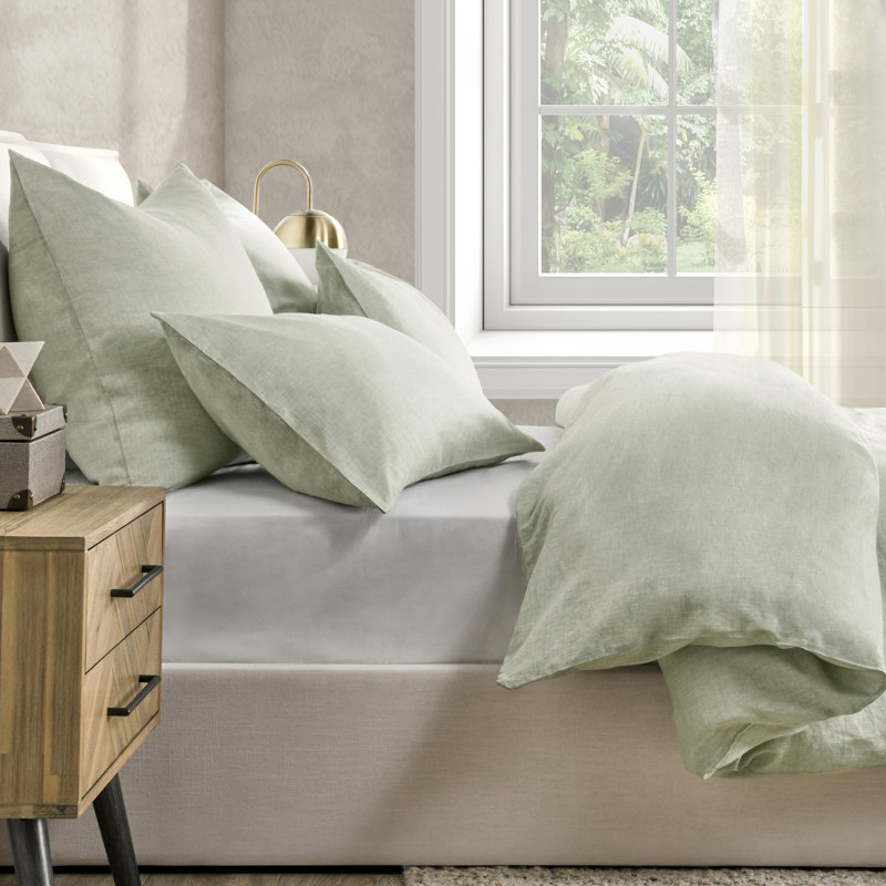 Fleta Cashmere Striped Duvet Cover, Queen Duvet Cover, Green