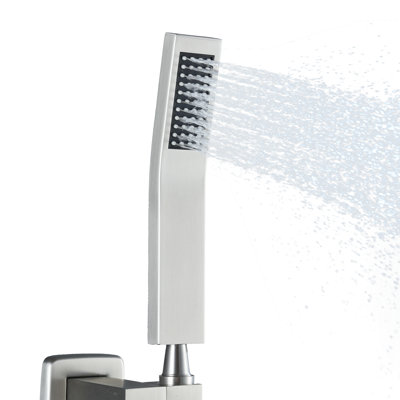 Curved Flat 304 Stainless Steel Handheld Shower With Easy-Clean Silicone Nozzles