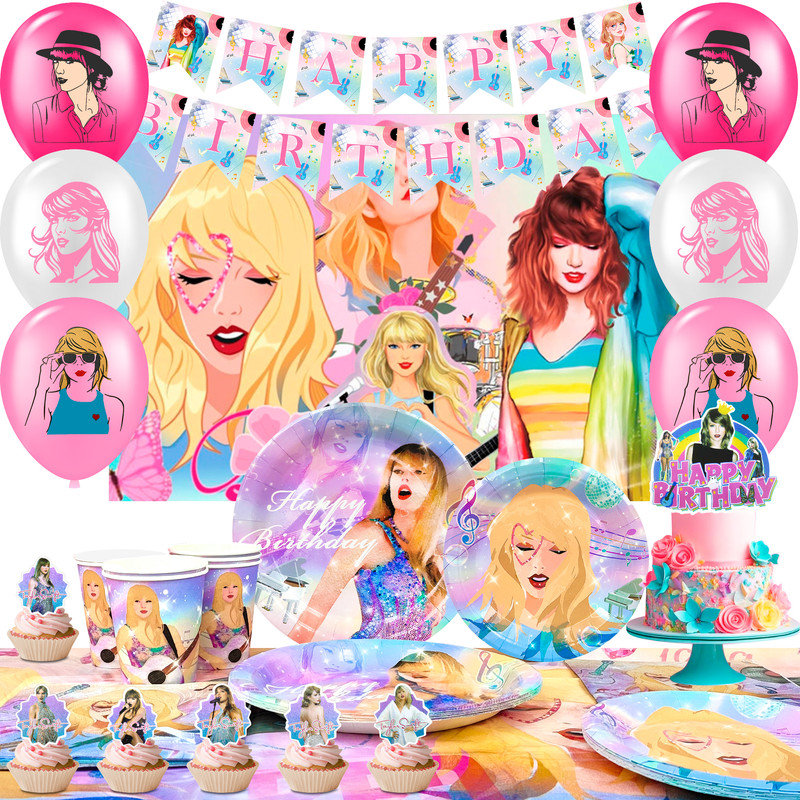Taylor Birthday Decorations, 82 Pcs Taylor Party Decorations and Taylor Party Tableware