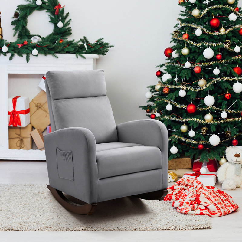 Solid Wood Rocking Chair, Gray