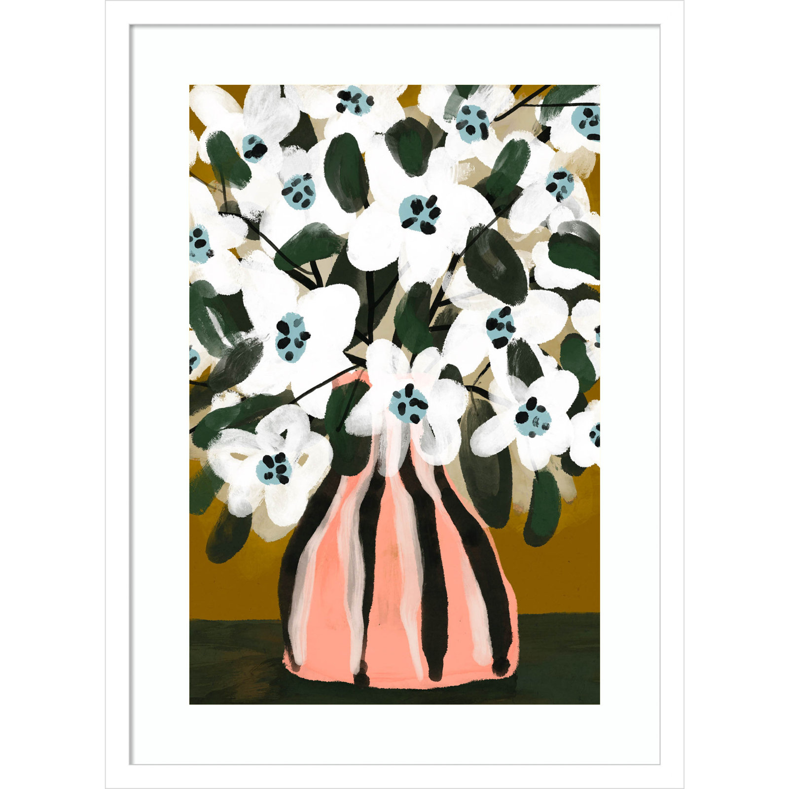 Pastel Flower Impression No 9 by Treechild Wood Framed Wall Art Print, 25" H x 19" W, White