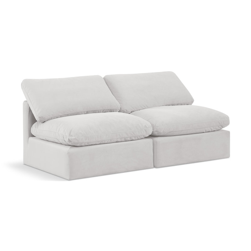 Causeuse rembourrée Hinami, Velours crème