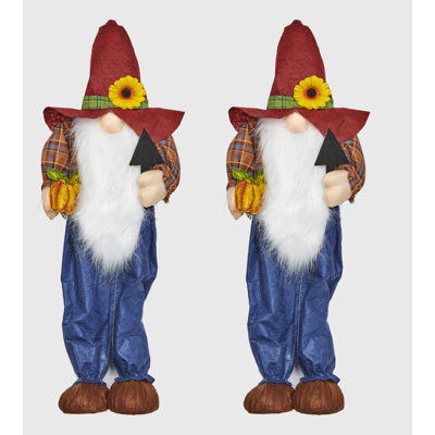 2 Piece Set Standing Scarecrow Gnome