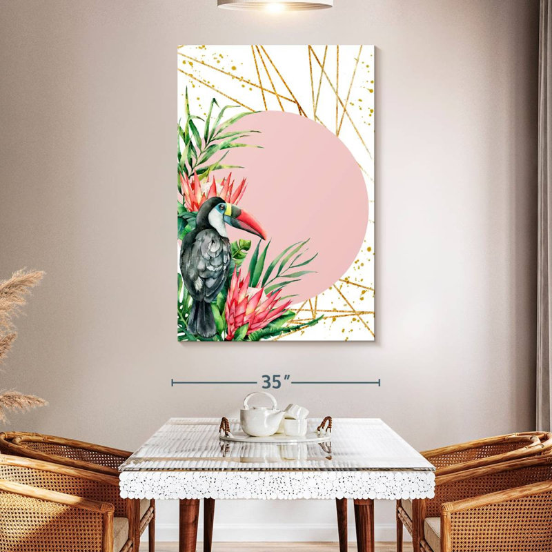 Toucan tropical à bec rouge, H 51 po x l 34 po