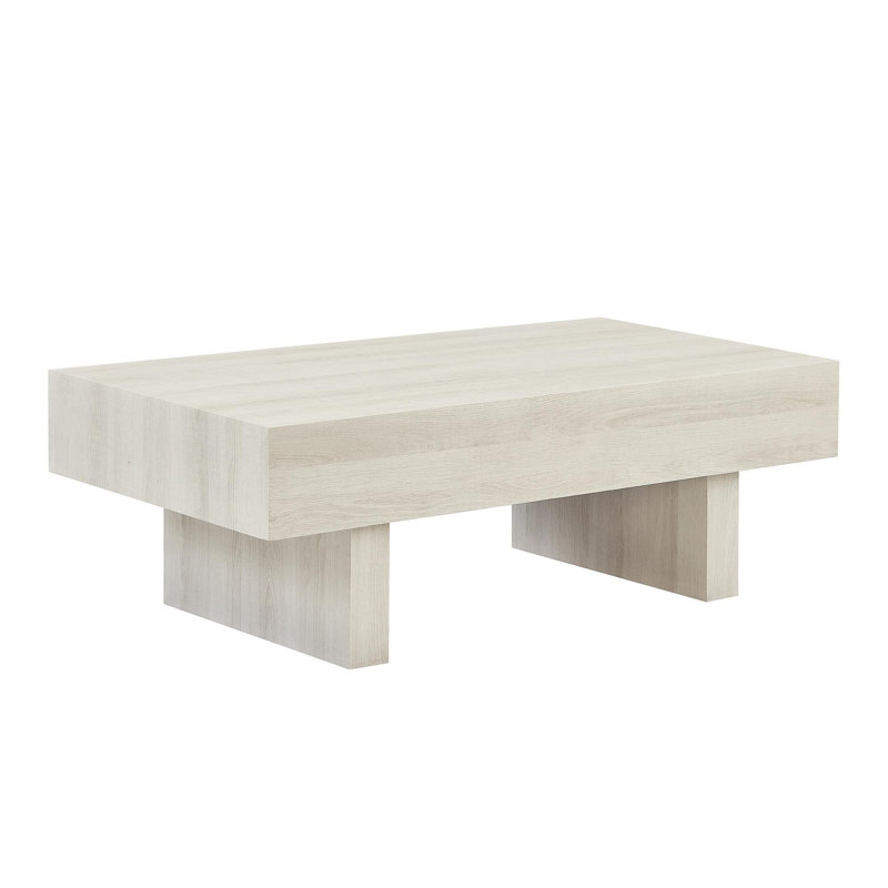 Memmott Modern Accent Coffee Table, White, 16" H x 47.5" W x 23.5" D