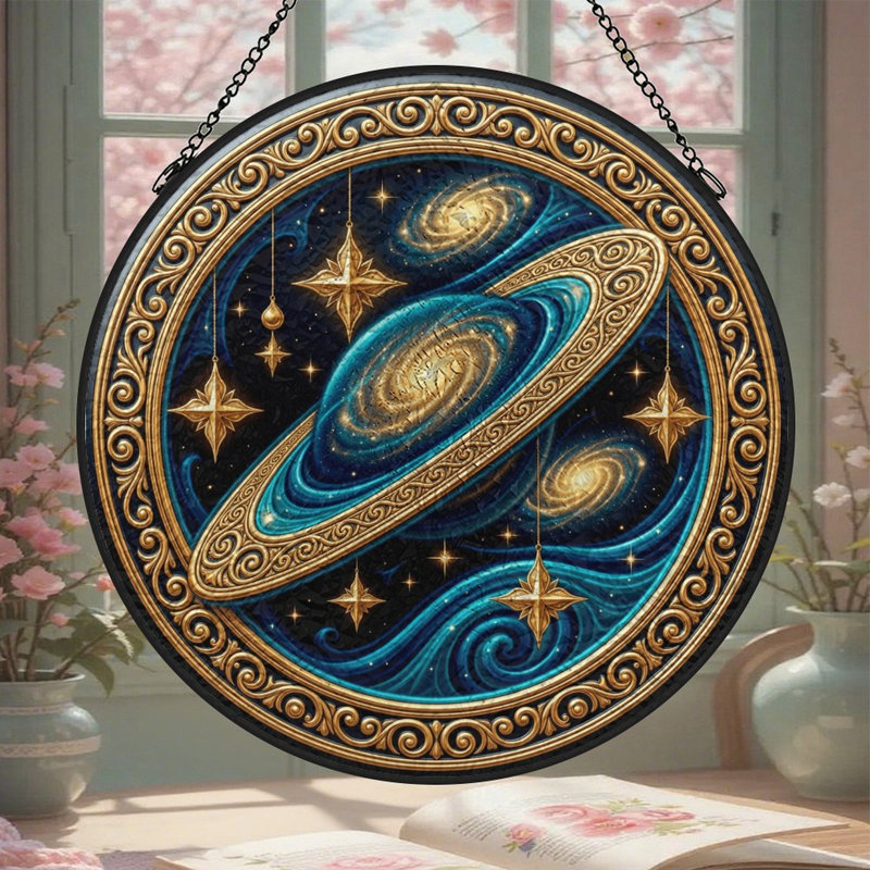 Panneau de vitrail Galaxy Galaxy, 9,8 x 9,8 po (25 x 25 cm)