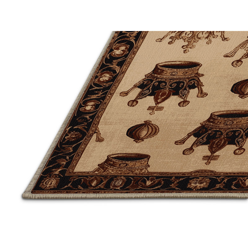 Tapis beige français lavable à la machine, Carré 7 pi