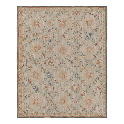 Rug & Kilim’S Aubusson Style Rug In Beige-Cream With Floral Patterns