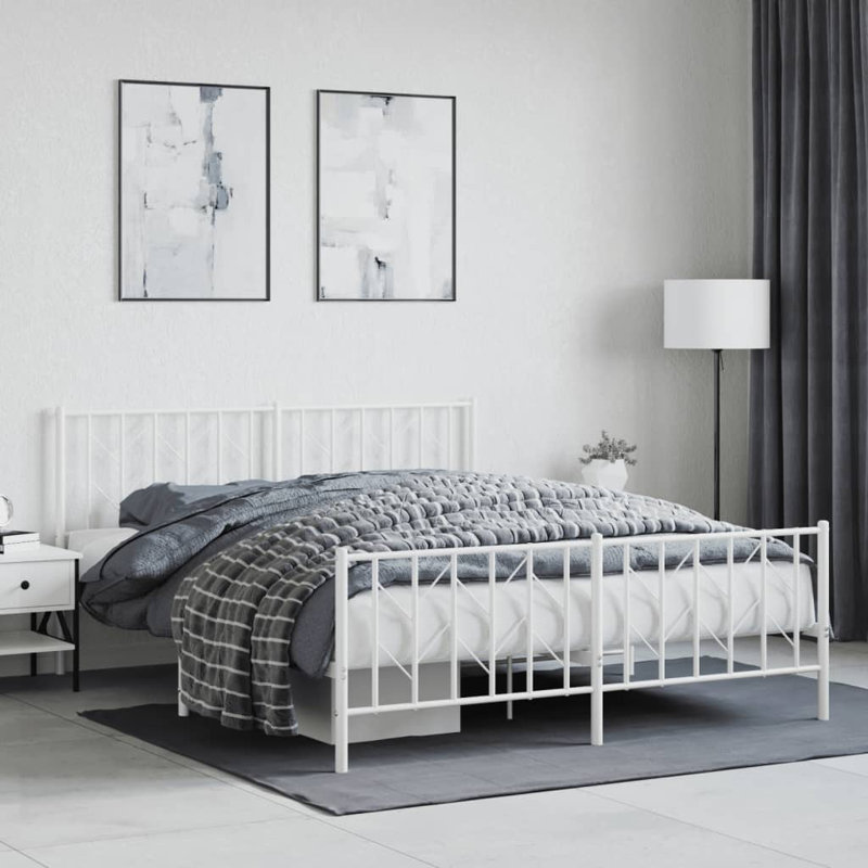 Metal Bed, White, Small Single (2'6)