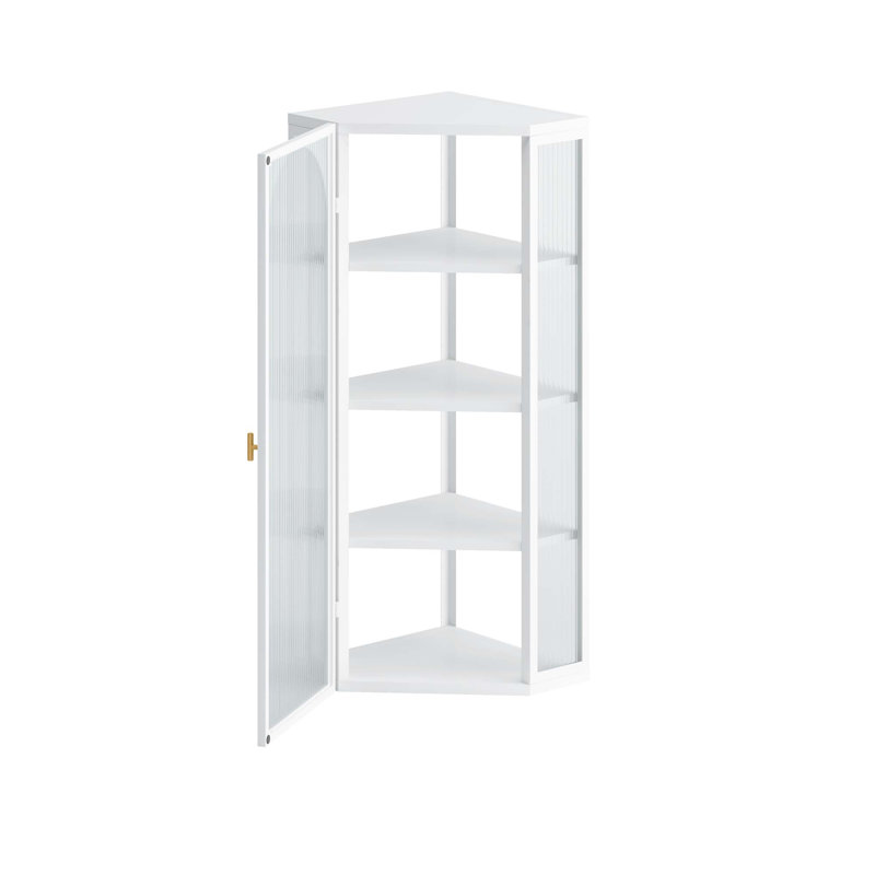 Armoire de rangement murale moderne en verre nervuré Modern, Blanc