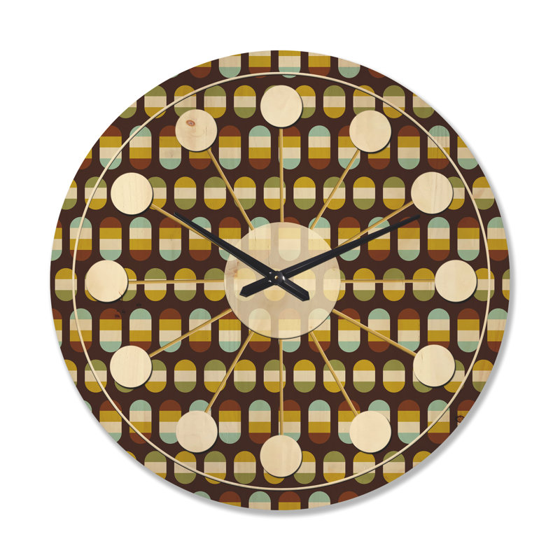Horloge murale rétro à pois rétro Mid-Century, Grand