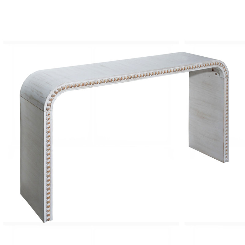 Curved Waterfall-style wood Console Table, White