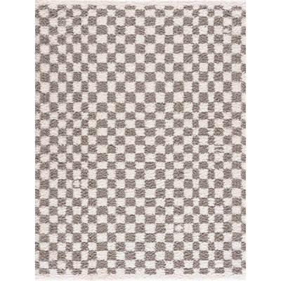 Tapis gris à poils longs moderne Udine
