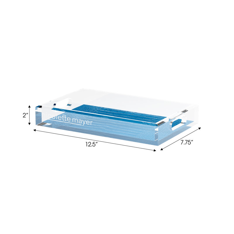 Crocodile Acrylic Rectangle Decorative Tray, 12.5"W x 7.75"D x 2"H, Kyoto Blue