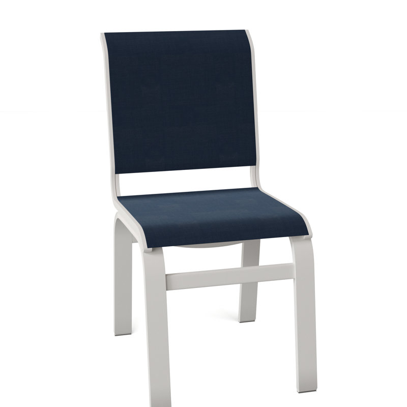 Chaise d'appoint de salle à manger Hiraku, Bleu marine 13D Sunbrella®, Neige texturée