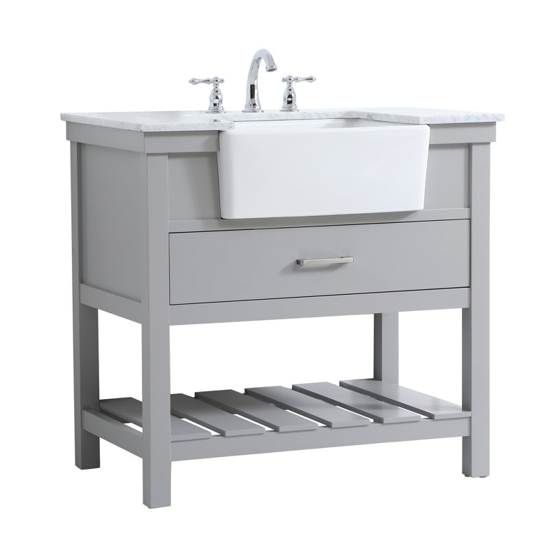 Meuble-lavabo simple 36 po Pelaghia, Gris