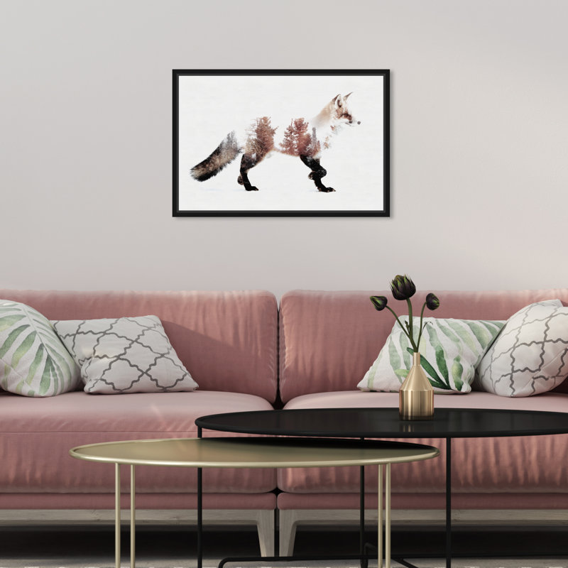 The Fox - reproduction d'impression, H 10 po x l 15 po x P 1,5 po, Toile avec cadre noir