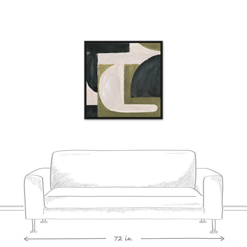 Abstrait avec reproduction de peinture acrylique verte, Toile avec cadre flottant, H 31,75 po x l 31,75 po, Noir