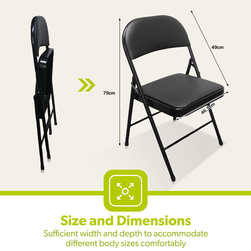 Royalford Heavy Duty Folding Padded Chair with Metal Frame Padded Seat Foldable Chair for Outdoor & Indoor Home Office Dining Easy Store Back Rest Computer Desk Chairs