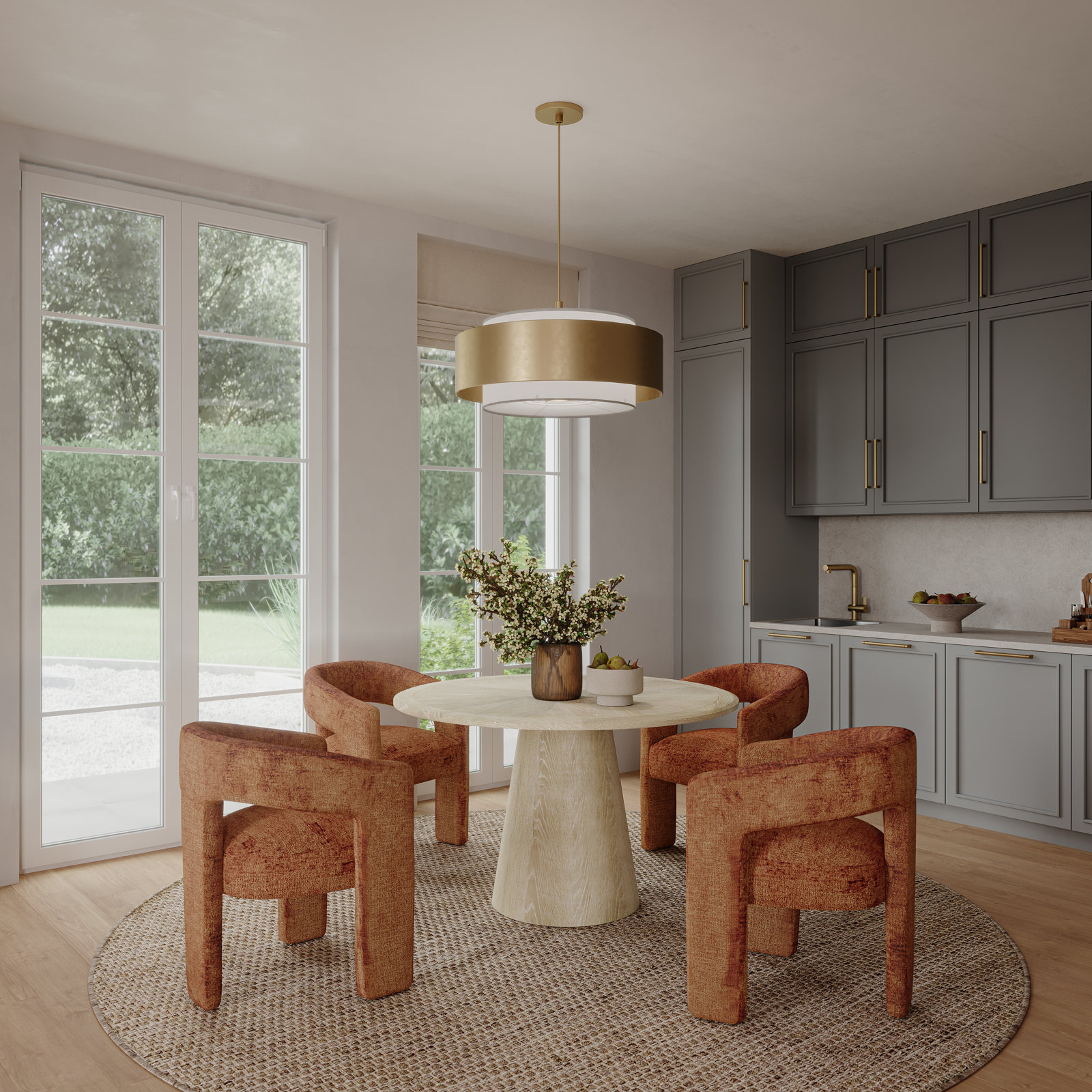 Darlington Dining Table Set, Gwen Rust Microsuede, Washed