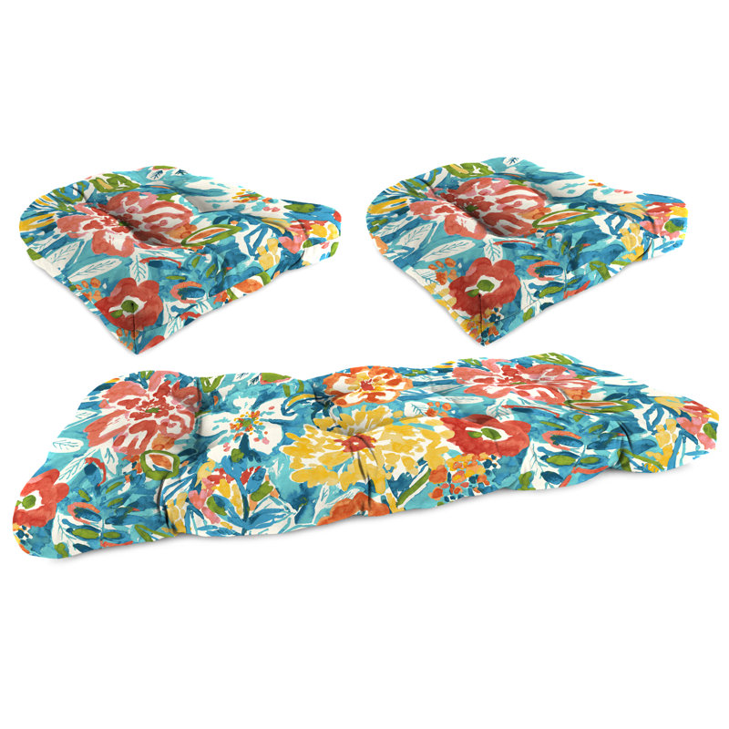 Outdoor Wicker Cushion Set for Bench and 2 Seats, Sun River Sky