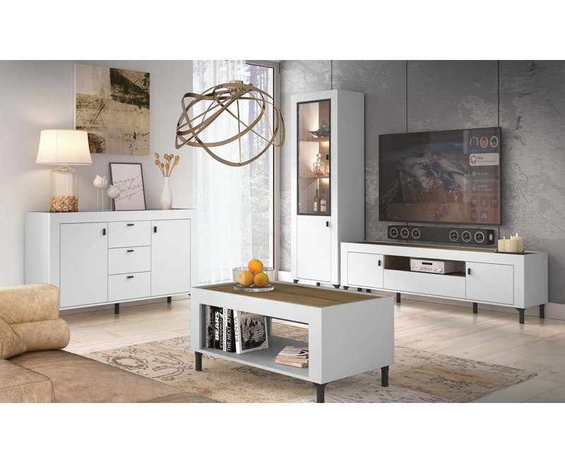 Olgen 137cm Sideboard, White/Oak