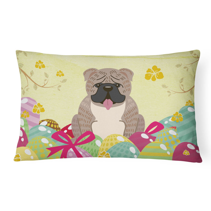 Coussin lombaire rectangulaire anglais bouledogue de pâques, Gris