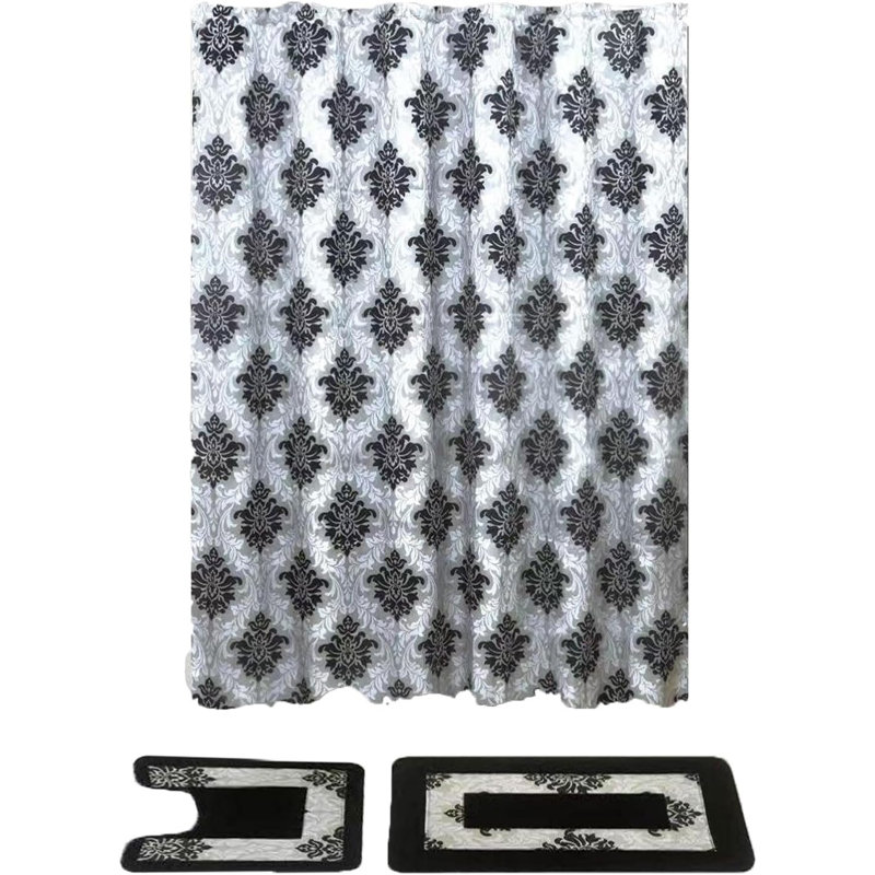 Jonier Geometric Shower Curtain with Hooks Included