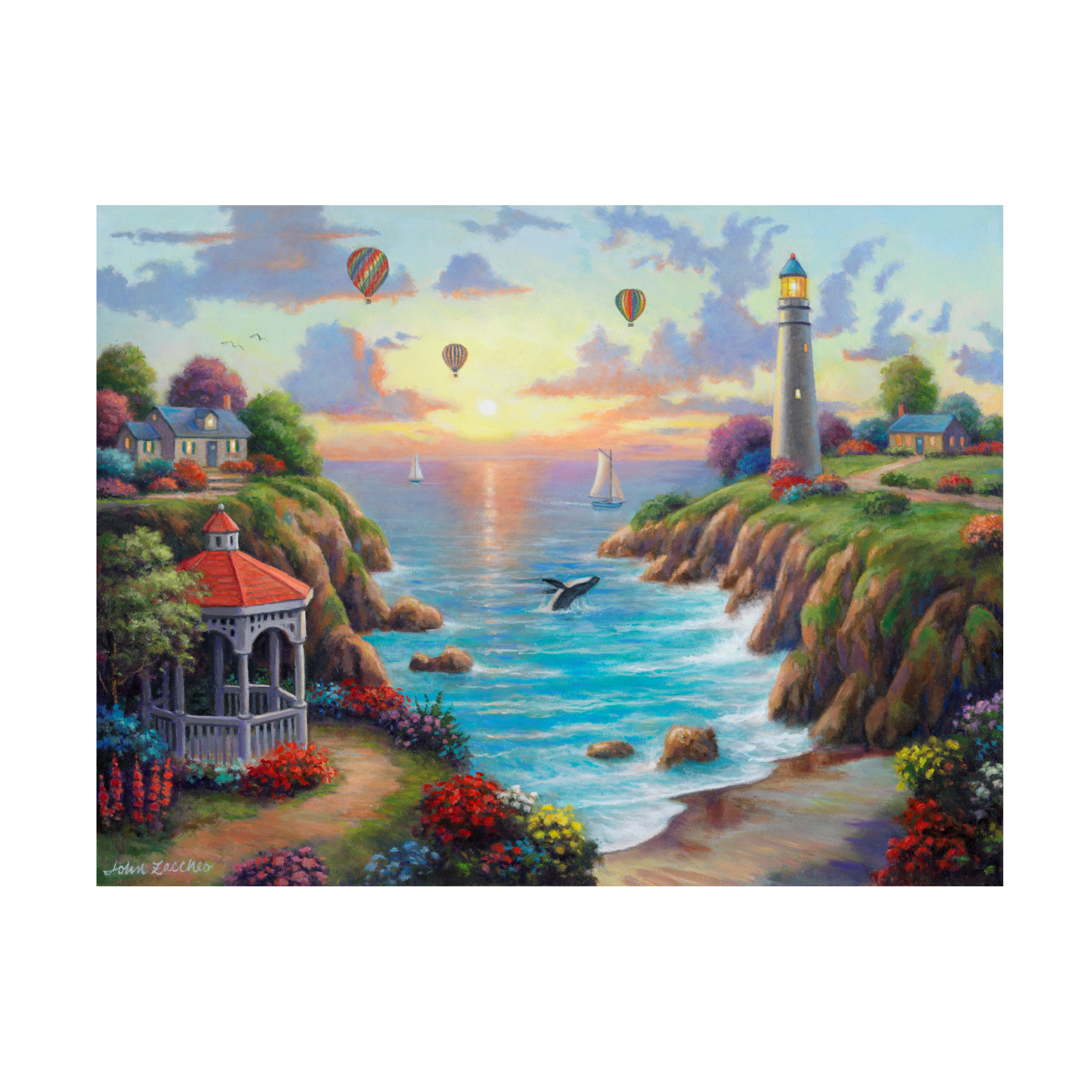 Sunset Over Paradise Cove On Canvas by John Zaccheo Print Breakwater Bay Size: 18 H x 24 W x 2 D