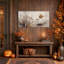 Bouton de fleur séché et tête de graine sur toile beige en impasto, art mural d'Halloween-1708049536