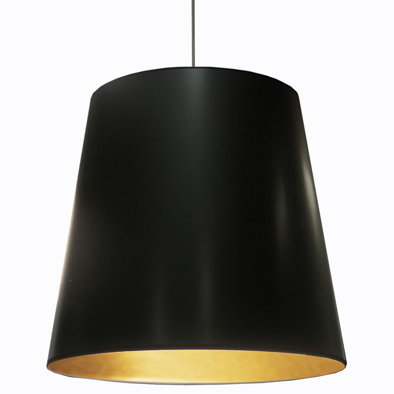 Luminaire suspendu cylindrique surdimensionné à 1 lumière, H 16 po x l 20 po x P 20 po, Noir / or